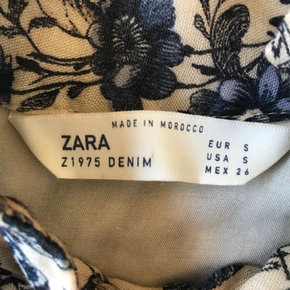 Zara Z1975 Denim Butterfly Floral Dress Small - Picture 6 of 8